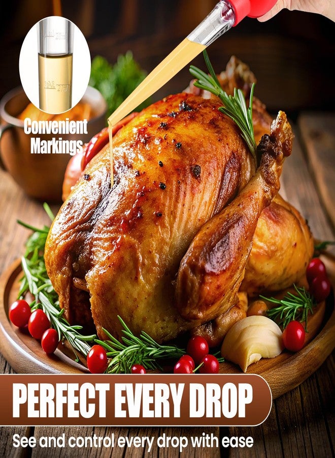 OLESBUR Premium Turkey Basters for Cooking - Baster Syringe for Hot Liquids - Meat and Food Injector - Essential Thanksgiving Cooking Tool - Turkey Baster Large with Cleaning Brush (Red) - Image 2